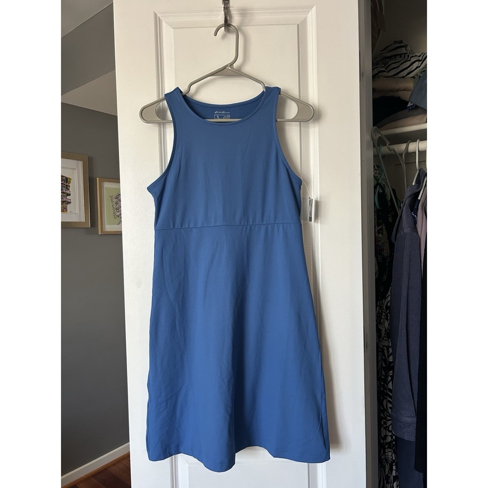 NWT Eddie Bauer Womens Blue Aster Empire Waist Sleeveless Hiking Dress Size XS